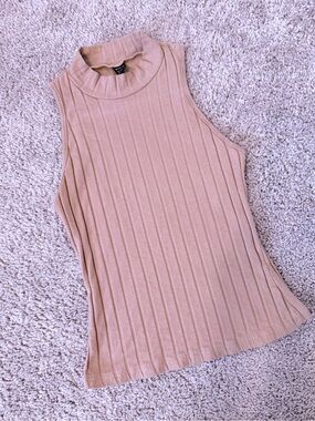 SHEIN Ribbed Sleeveless Mock Neck Tank, Small
